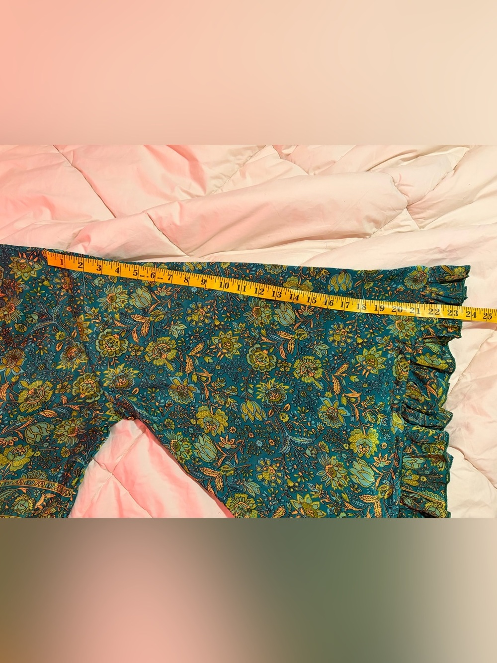 Tie-Front Floral Blouse in Teal and Green - Picture 8 of 9